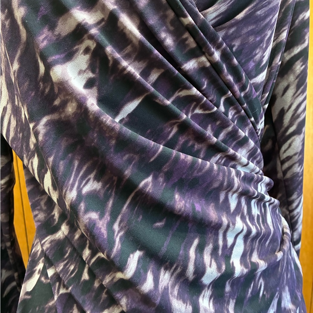 Sofia by Sofia Vergara Abstract Purple Wrap Blouse - Picture 2 of 4